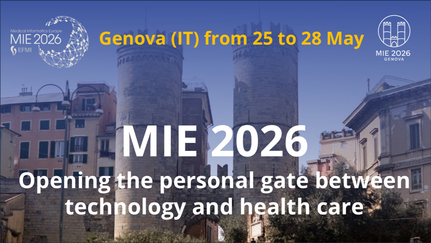 Medical Informatics Europe (MIE) 2026 conference in Genova, Italy, 25–28 May 2026