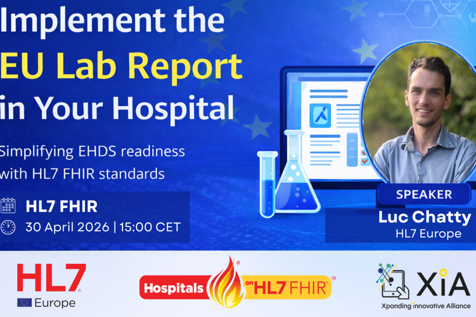 Webinar banner – Hospitals on FHIR 2026 series – Understanding HL7 FHIR – HL7 Europe and XiA